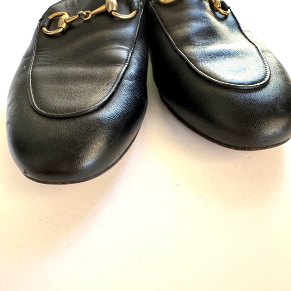 Gucci Black Leather Princetown Elastic Slingback Slipper Mule Flat sz 34.5/4.5 - Picture 5 of 16